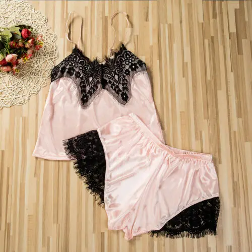 Женское сексуальное белье ночное из атласного шелка кружевное ночная рубашка