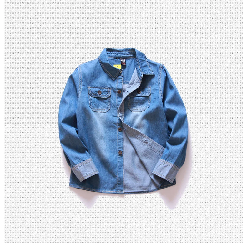Мыть Мягкой с длинными рукавами детская джинсовая рубашка 2018 сезон: весна–лето