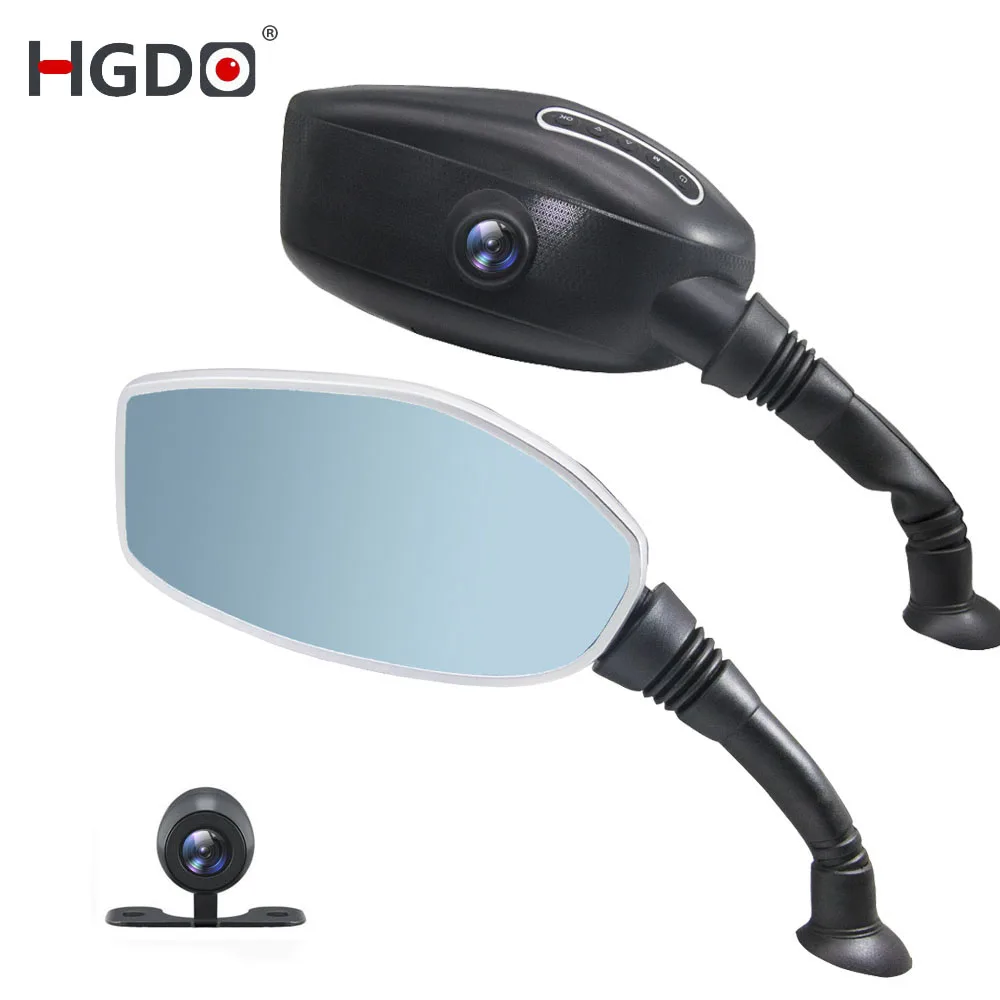 HGDO 2,4 inch мотоцикл Регистраторы FHD1080P двойной Камера s DVR Видеорегистраторы для мотоциклов Cam мотоциклетные Зеркало заднего вида Twin Камера