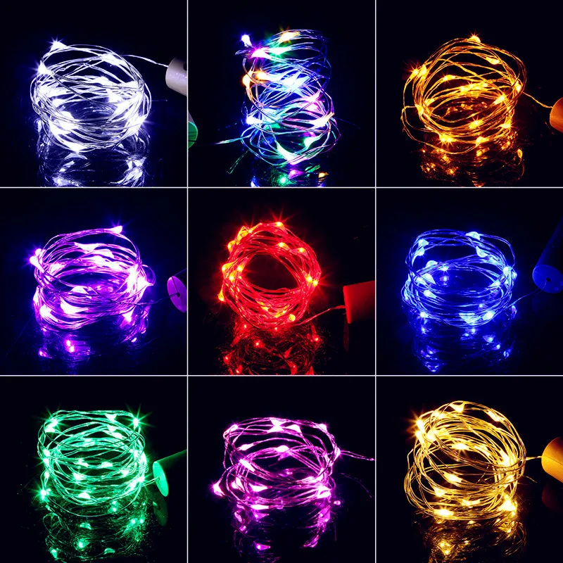 Светильник для пивной бутылки с пробкой 1 м 10LED медная Серебряная струнная лампа для Рождества, свадьбы, сказочный светильник, украшение