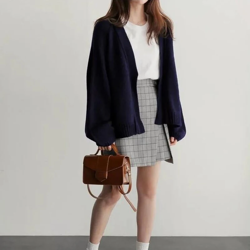 Women Cardigan Knitted Coat Sweater Casual Long Sleeve Solid Tops Cover Up |