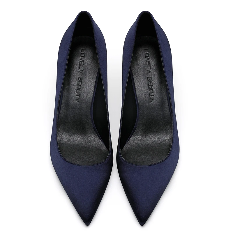8cm Heel Height Новые женские брендовые туфли-лодочки с острым носком на тонком каблуке; офисные женские шелковые туфли; женские весенние туфли-лодочки для работы; большие размеры 34-40; F0041 - Цвет: 8cm Heel Height