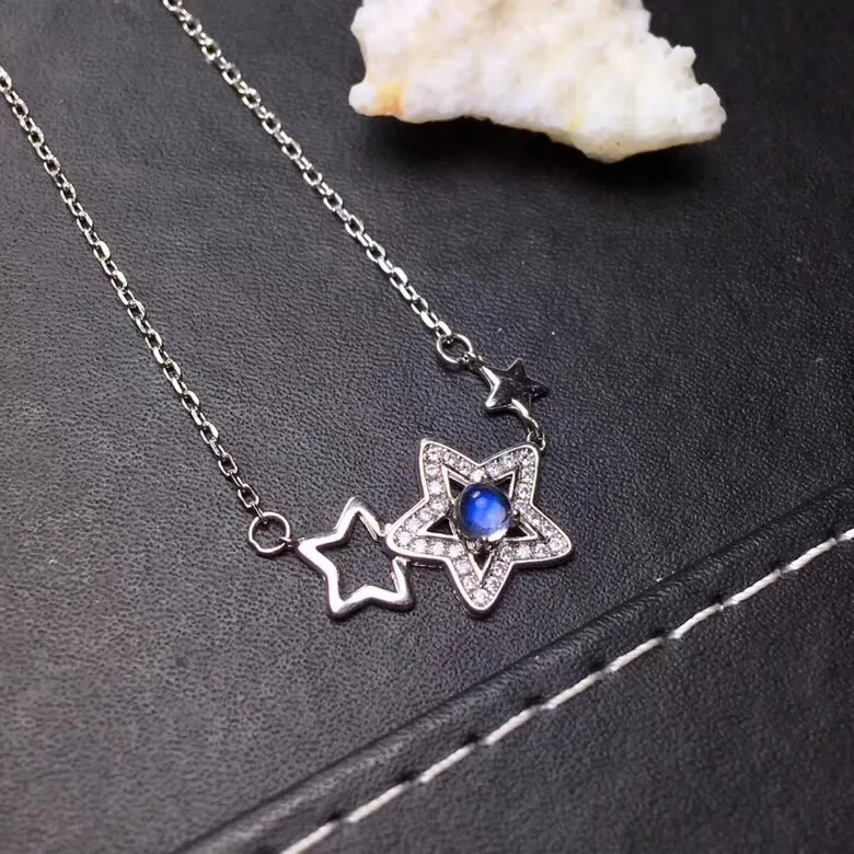 Uloveido Girls 2 Stars Moonstone Anniversary Pendant Necklace Women 925 Sterling Silver Gemstone FN292 | Украшения и аксессуары