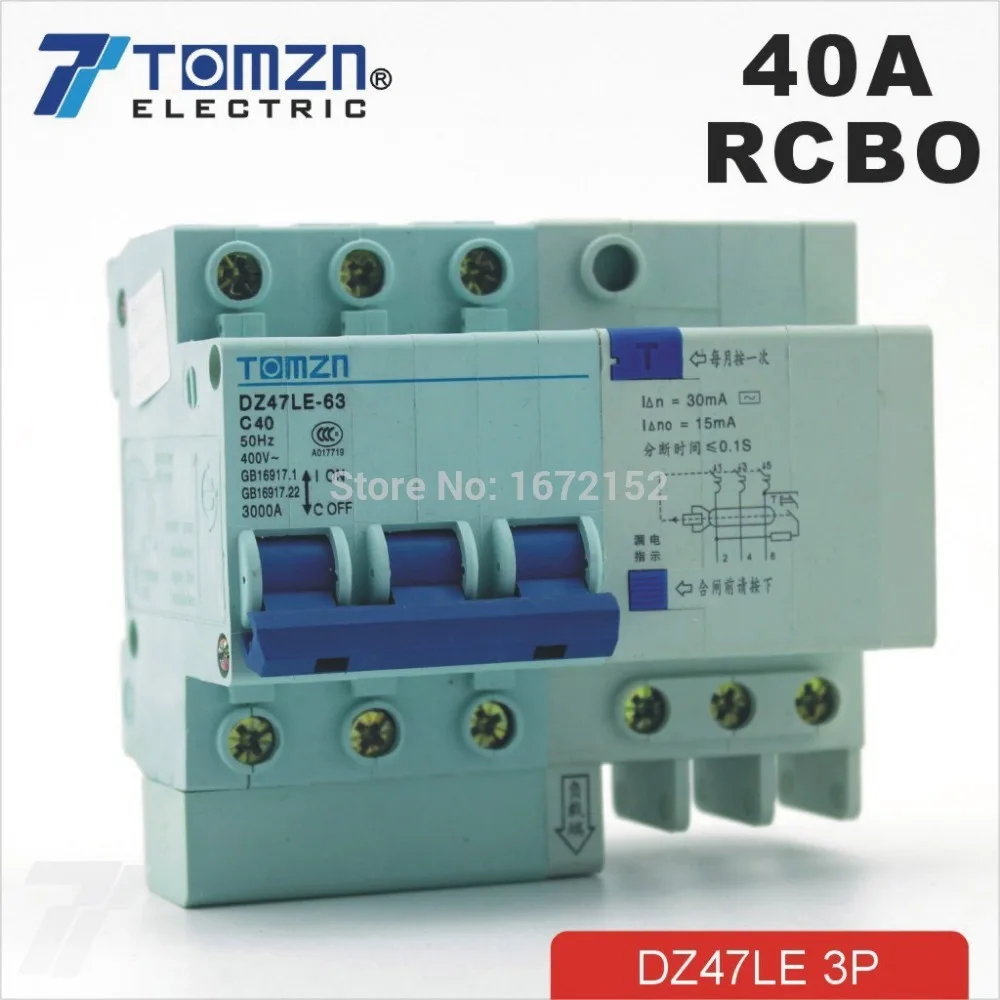 DZ47LE 3P 40A 400V ~ 50 HZ/60 HZ автоматический выключатель остаточного тока с защитой от