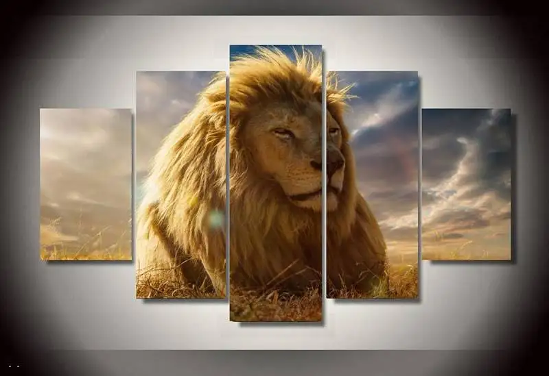 Hd печать животных лев Король постер Группа живопись стены Искусство Декор