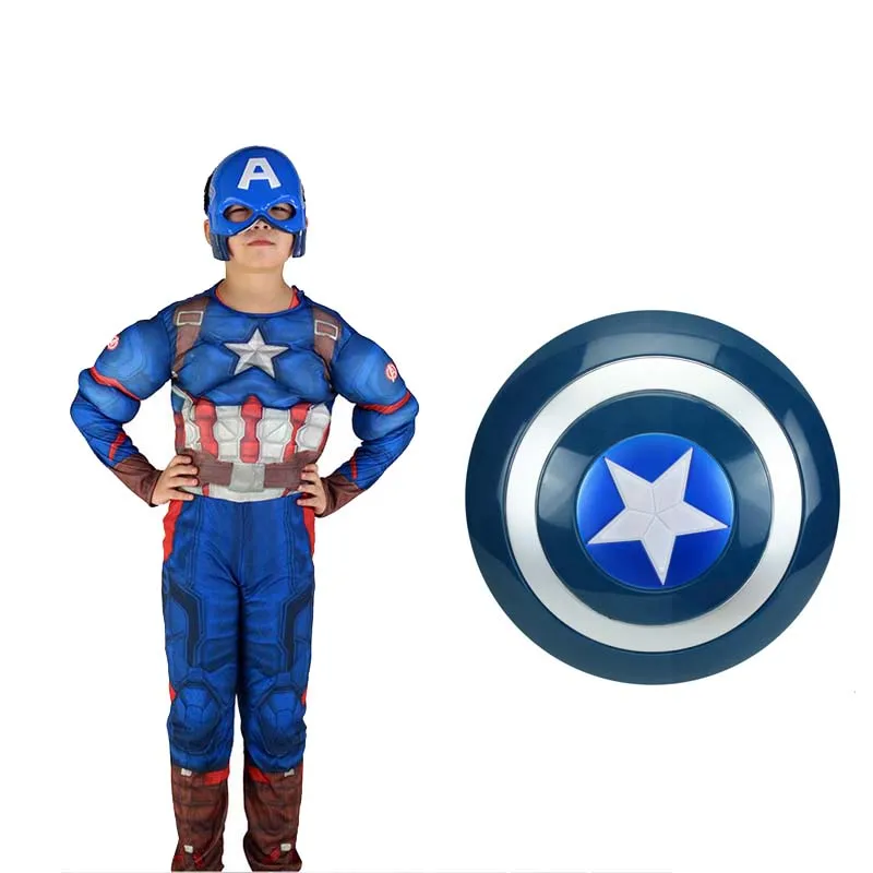 Clothes and Shield Супергерой Капитан Аме Рождество Мальчики мускулы костюмы Бэтмен Халк Мстители костюмы косплей для детей мальчиков - Цвет: Clothes and Shield