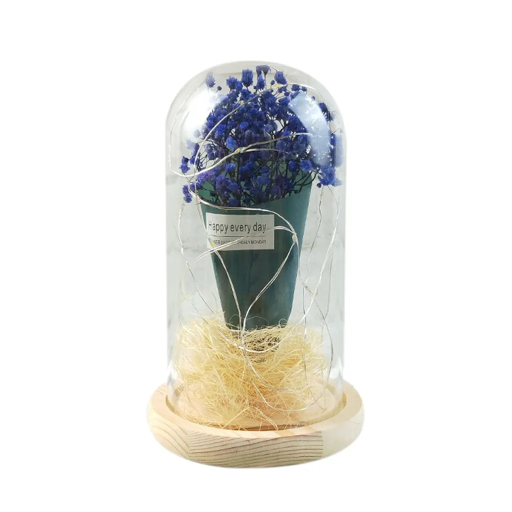 Вечный Романтический Gypsophila бутылка Украшение Моделирование осветить цветочный купол стеклянный микро пейзаж свадебный подарок на праздник - Цвет: Синий