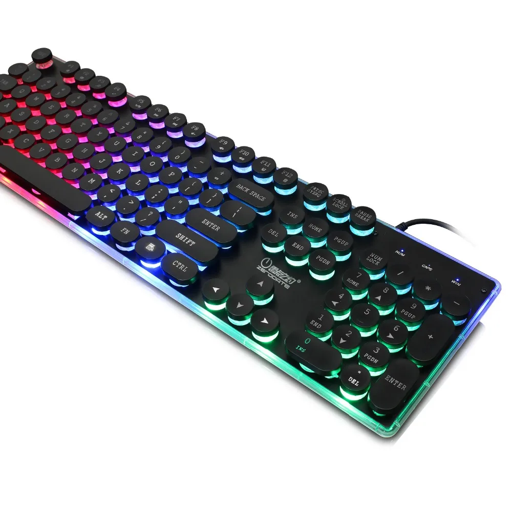 ZERODATE J40 Радуга Подсветка игровая клавиатура комплект панк-клавиатура Ретро стиль сочетания клавиш Водонепроницаемая игровая Мышь