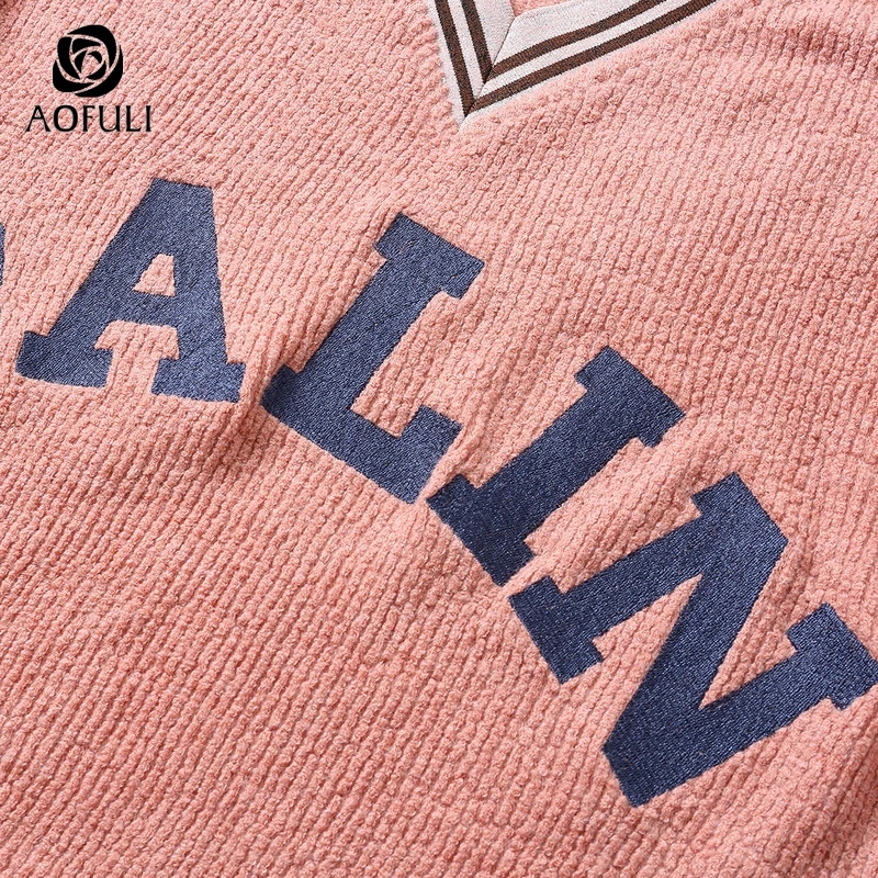 Женский вязаный свитер AOFULI L-XXXL 4XL 5XL большого размера с v-образным вырезом