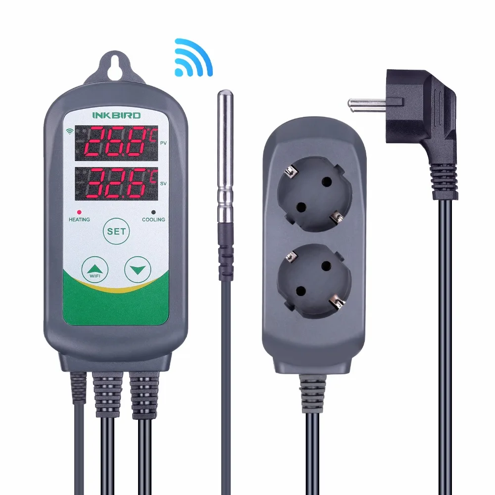 Inkbird ITC-308 WI-FI цифровой Температура контроллер EU/US/UK AU розетка термостат, 2-ступенчатый, 2200 W, w/Сенсор Для Домашнее ПИВОВАРЕНИЕ