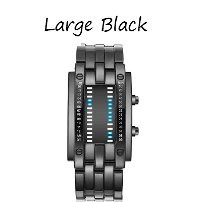 Black Large SIKAI модные креативные цифровые часы для мужчин ремешок из нержавеющей стали светодиодный дисплей часы 5 бар водонепроницаемые спортивные наручные часы - Цвет: Black Large