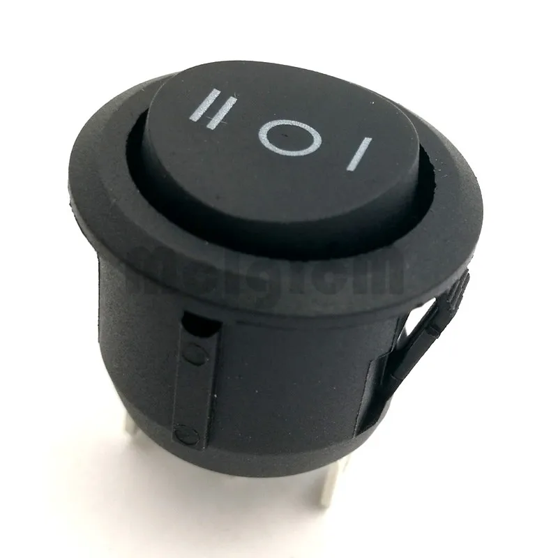 200pcs Round Boat Rocker Switch 6A 250V AC / 10A 125V ON/OFF 20mm Diameter Snap in Black 3 Pin Way Switches position | Обустройство