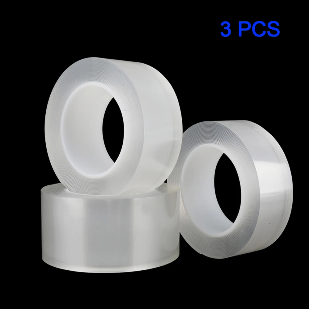 3 Rolls 1/10 рулон нано-Магическая скотч лента 1 м 3 м 5 м двухсторонняя клейкая лента наклейка бесследная Водонепроницаемая электрическая лента для домашнего ремонта - Цвет: 3 Rolls