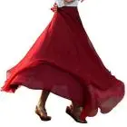 wine red CHAMSGEND Женская эластичная талия шифоновая длинная Макси пляжная новая высокая талия плиссированная элегантная юбка Прямая 1J30 - Цвет: wine red