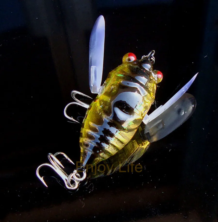 

5Pcs*4cm/6g Fishing Popper Hard Lure Floating Baits Cicada Swimbait with Fishing Treble Hook Carp Fishing Tuna
