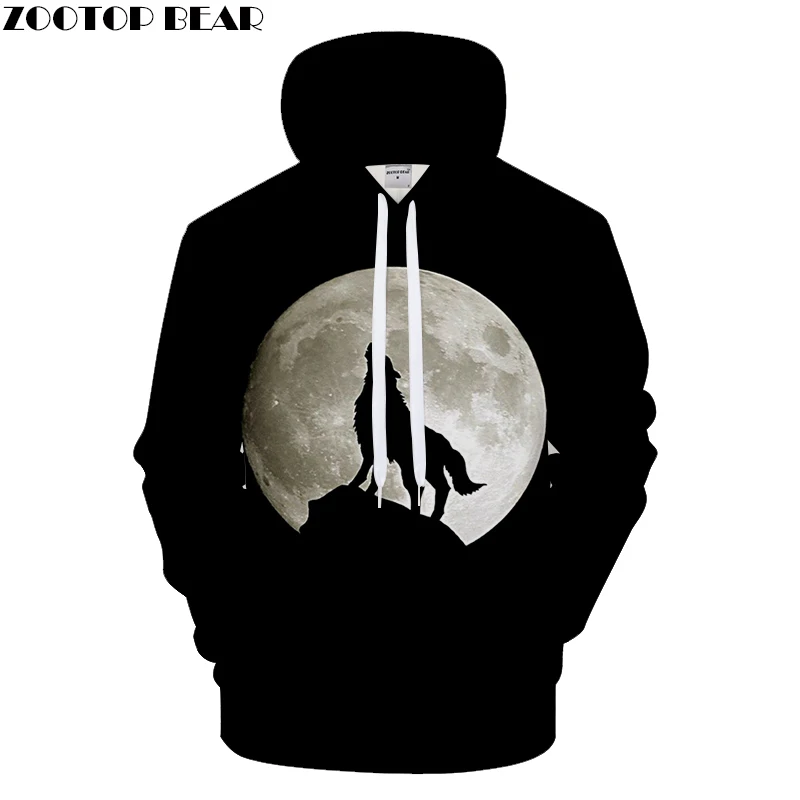 

Men Women Hoodie 3D Hoodies Wolf Sweatshirt Harajuku Hoody Streatwear Tracksuit Band Coat Pullover Moon Drop Ship ZOOTOPBEAR