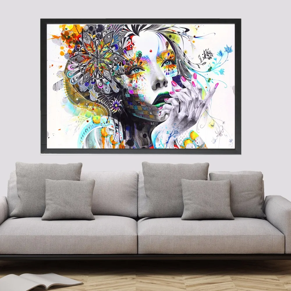 Цветок девушка Сахар Череп абстрактный художественный принт ткань постер