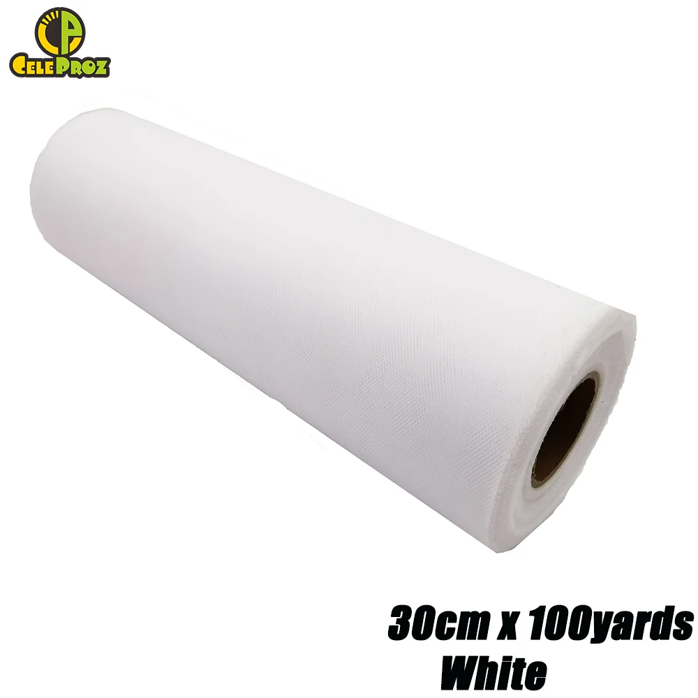 30cm WHITE 30 см 100 ярдов белый тюль рулон Тюль органза Ткань DIY открытый свадьба день рождения Alise Runner центральные украшения принадлежности - Цвет: 30cm WHITE