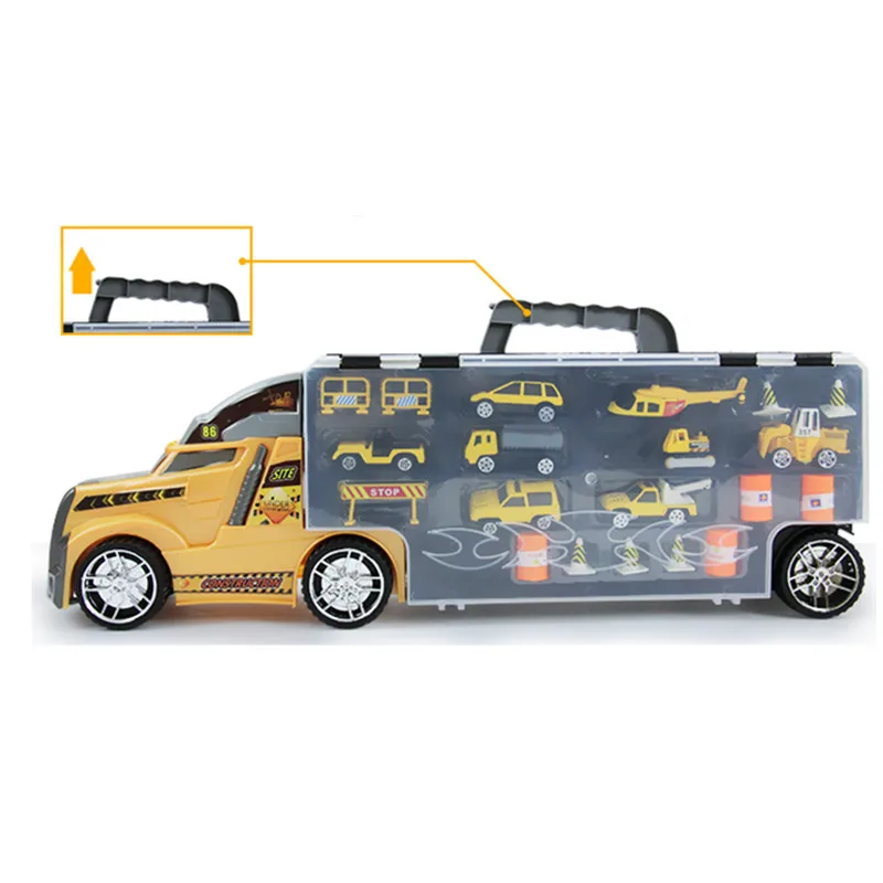21 в 1 детская игрушка конструктор грузовик набор Diecasts Обучающие 1:24 транспорт автомобили Перевозчик инженерные транспортные средства для мальчиков