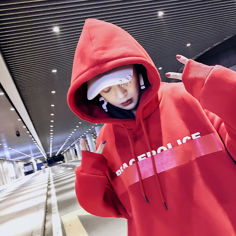 

2018 Autumn New Style Loose Casual Medium Long Hoodie with Cap for Student