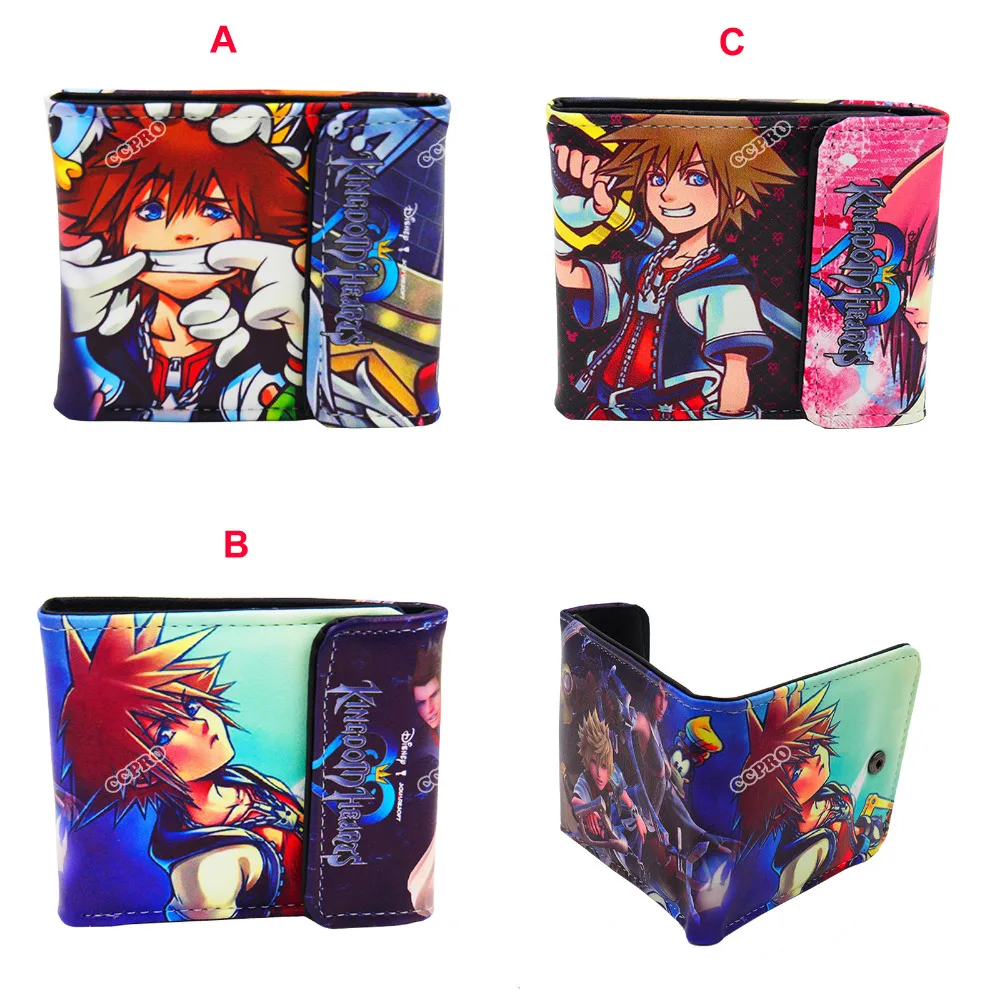 Японская игра Аниме ACG Kingdom Hearts Sora Aqua Kair Ventus PU короткий кошелек с красочным принтом