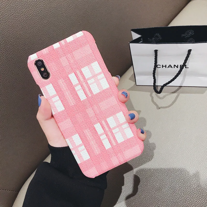 VOVTA Grid Phone Case For Apple iPhone X 8 7 6S 6 Plus Lattice Cute Fashion Soft Back Cover Cases 10 XS MAX XR case |