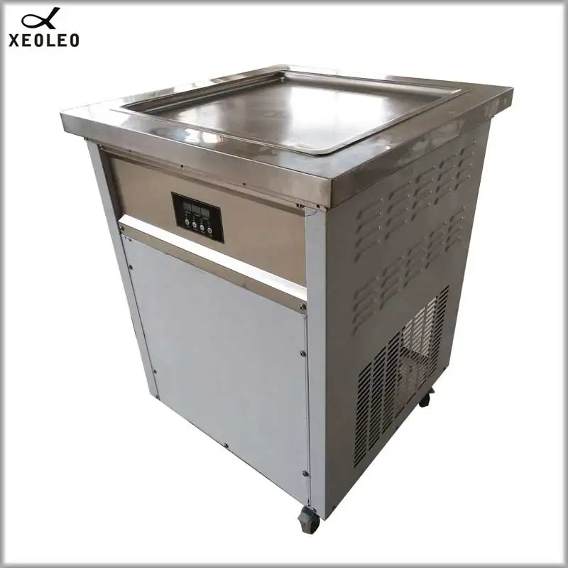 

XEOLEO 900W Ice Frying machine Single Pot Roll Ice cream maker 50*2cm Yogurt frier Fry Ice maker Stainless steel Digital Control