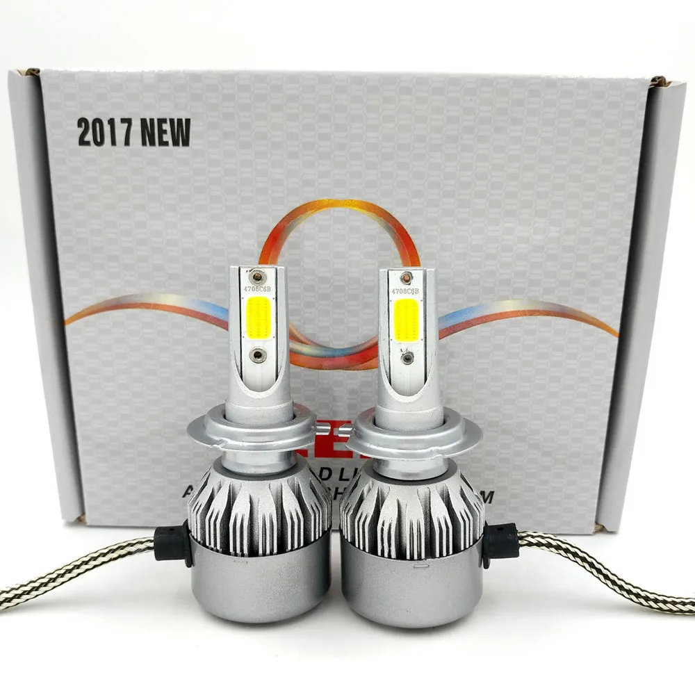 Автомобильный Универсальный H7 7600LM COB светодиодный головной светильник Conversion Kit
