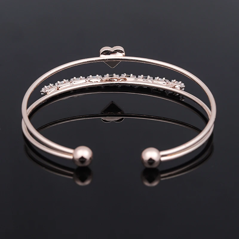 Модный бренд CZ циркония браслеты-манжеты BanglesJewelry для женщин мужчин розовое золото цвет Любовь цветок Открытый браслет подарок на день Святого Валентина