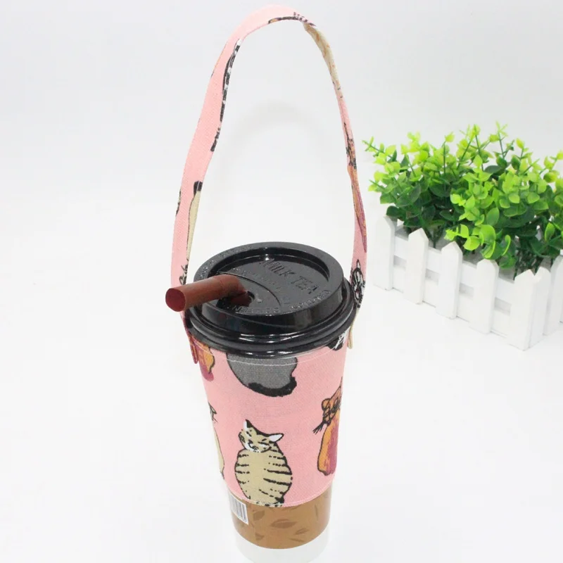 Кофе Молоко чайная чашка с крышкой мультфильм мольберт Tote дома сад напиток чашки Висячие Tote мешки для хранения корзины
