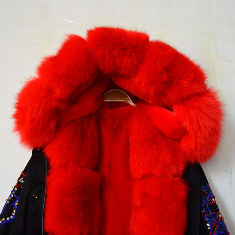 Новое поступление Черная Женская куртка с бусинами красная подкладка из