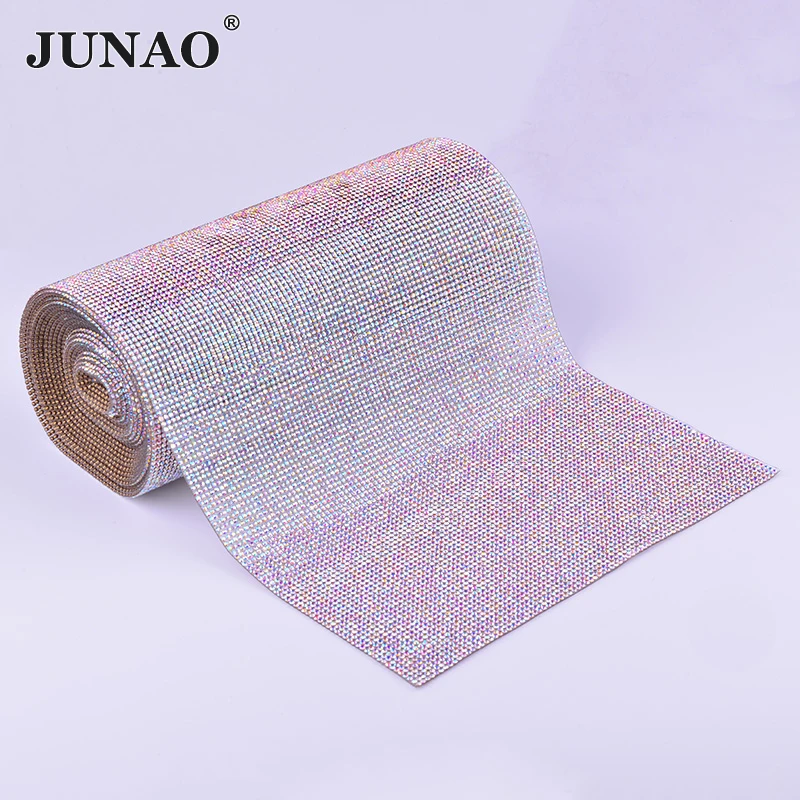 Прозрачная сетчатая лента JUNAO 5 ярдов из прозрачного стекла с аппликацией|rhinestone