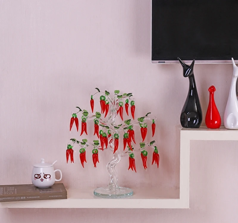 Creative crystal red pepper tree living room wine cabinet decoration Feng Shui gifts lucky crafts ornaments fire | Дом и сад