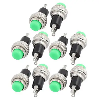 

10 Pcs Green Cap 10mm Thread Dia SPST Momentary Push Button Switch AC 250V 3A