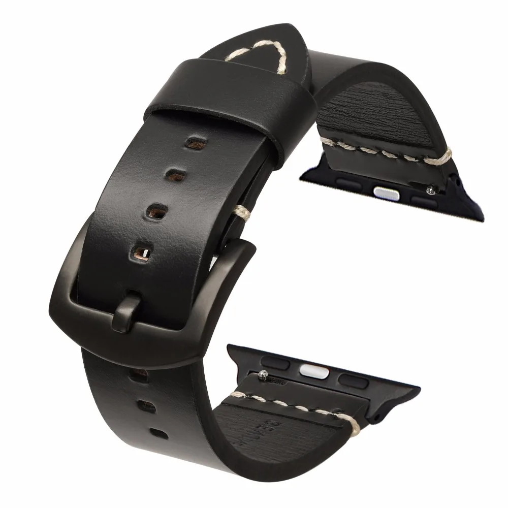 Ремешок ручной работы из натуральной кожи для iWatch Apple Watch, 38 мм, 40 мм, 42 мм, 44 мм, серия 1, 2, 3, 4, 5, ремешок с стальной застежкой, браслет