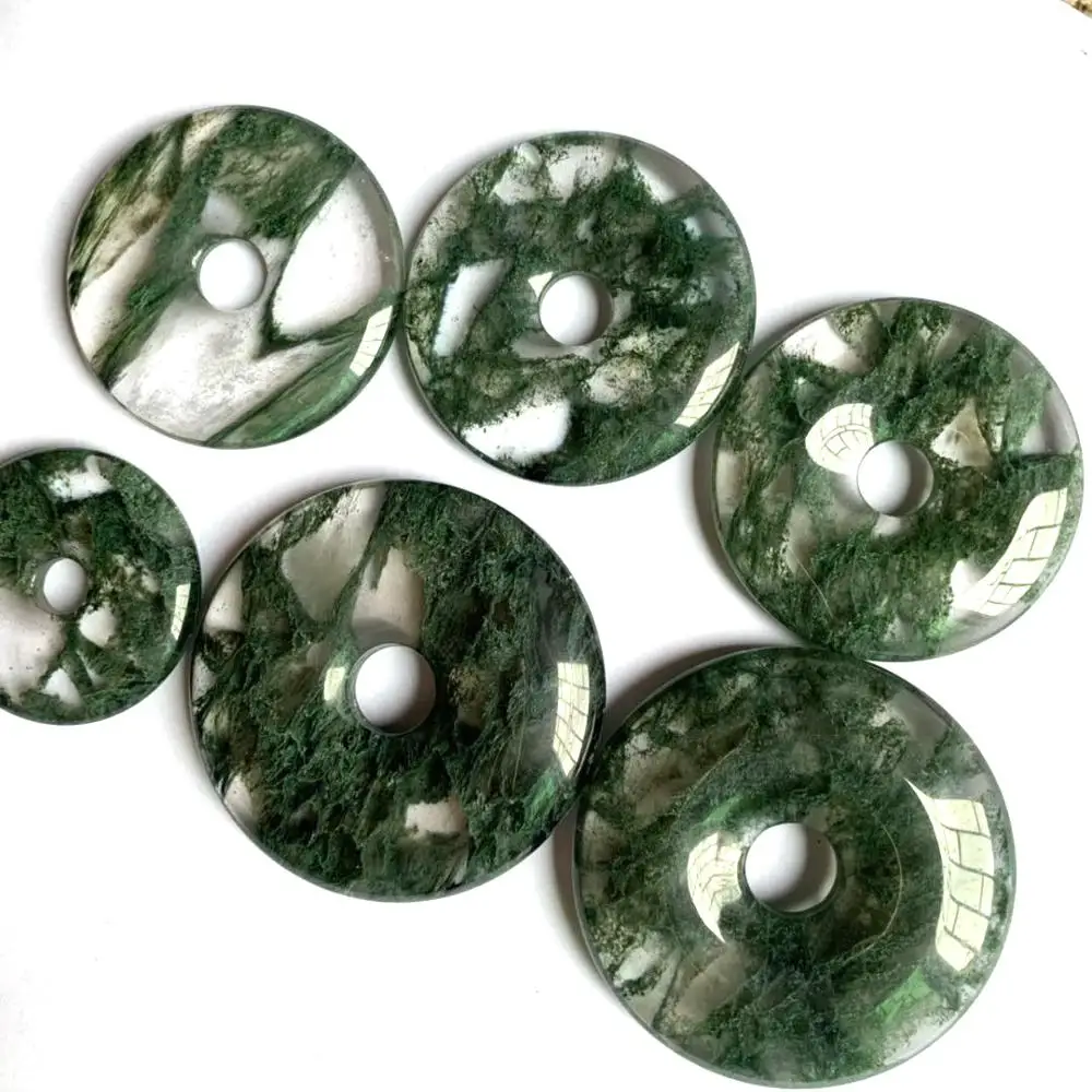 Зеленый кристалл в форме пончика/кварцевый камень бисер натуральный драгоценный