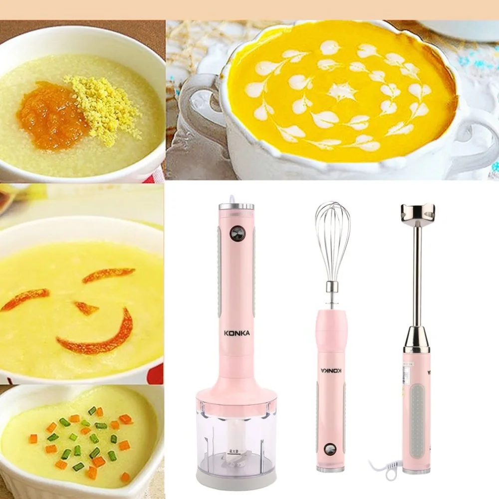 KONKA Powerful 220V 300W Immersion Hand Blender Mixer Set Variable Speed Control Multifunctional Food Processor KJ-JH308 Gifts | Бытовая