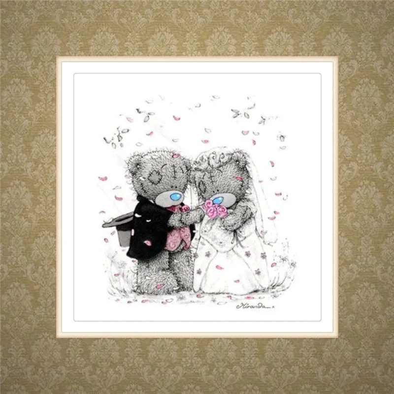 FineTime 5D DIY полный круг Алмазная вышивка Мишка Тедди любовь Картина Вышивка крестом