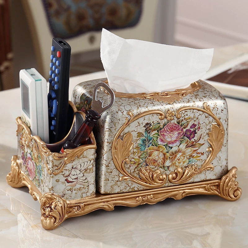 

European style living room decoration box Home Furnishing luxury retro desktop resin box box