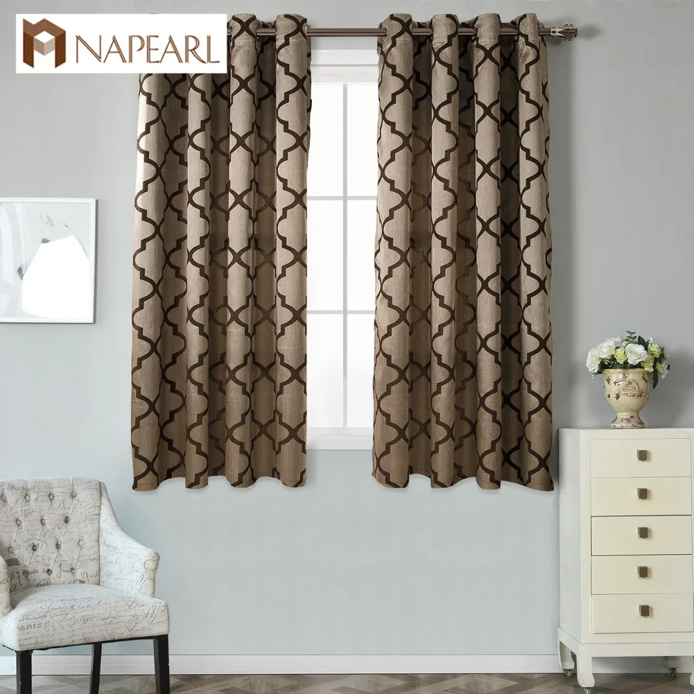 NAPEARL короткие готовые капли для гостиной окна полуштора s коричневая ткань втулка