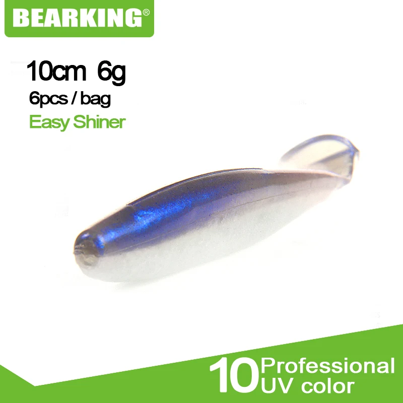 Хит, 4 дюйма, 6 шт., 10 см/6 г, Bearking Shiner, Мягкая силиконовая приманка, профессиональная приманка, качественный искусственный карп, воблеры