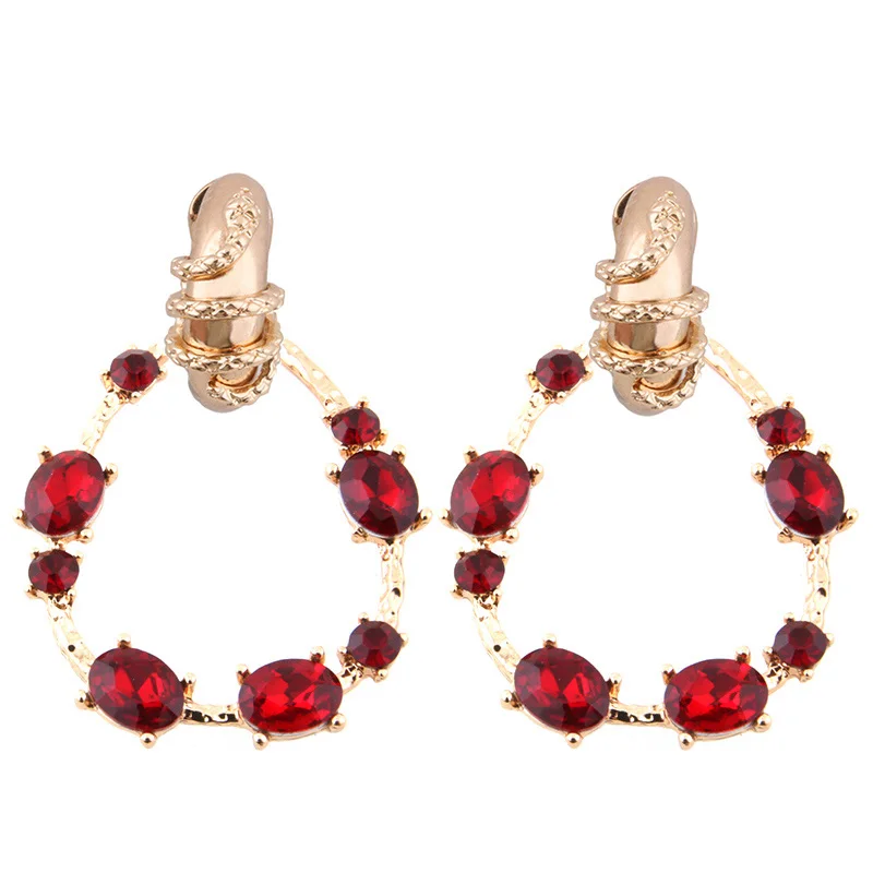 Glass red NeeFu WoFu камень серьги-капли серьги цинковый сплав бренд горный хрусталь большая серьга большой Brinco ухо рождественские аксессуары Oorbellen - Окраска металла: Glass red
