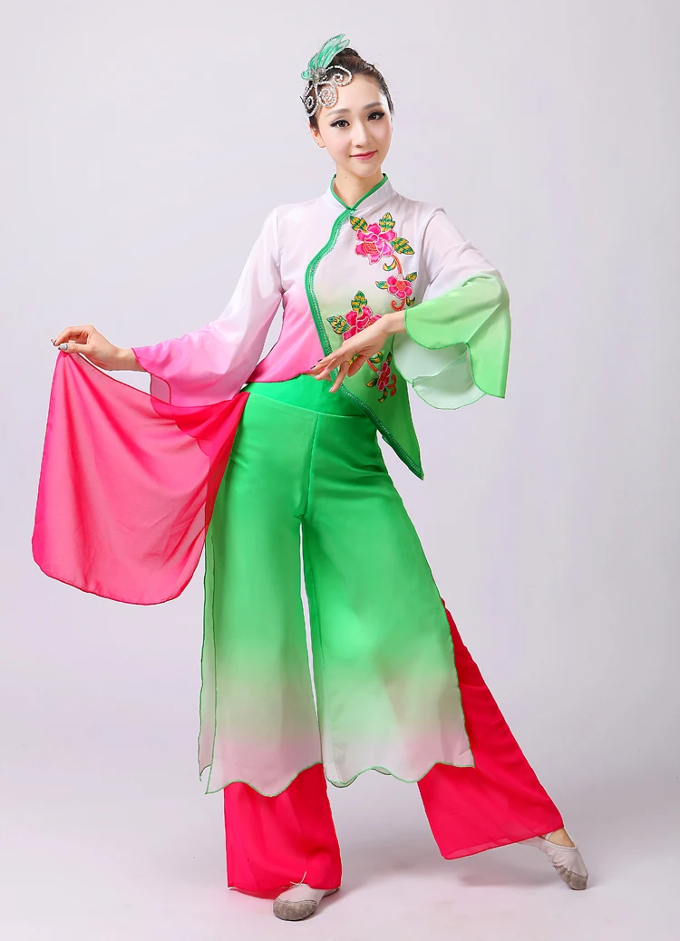 Женская Цветочная вышивка Китайская классическая танцевальная одежда