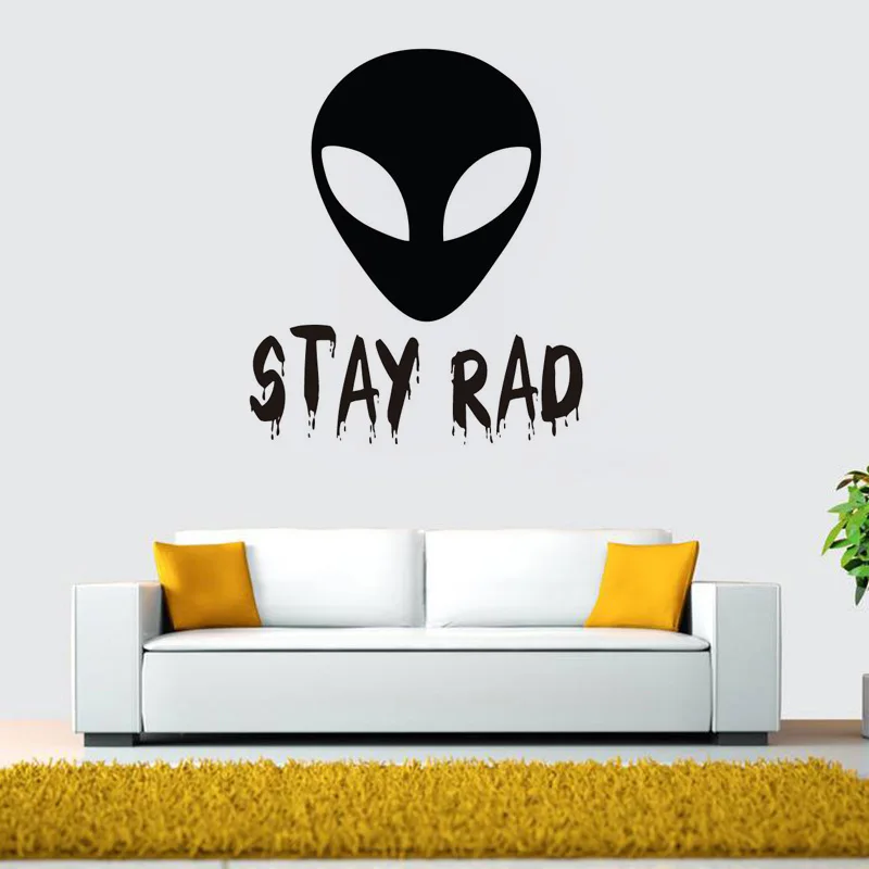 Виниловая наклейка на стену с изображением инопланетянина и надписью Stay Rad|stickers