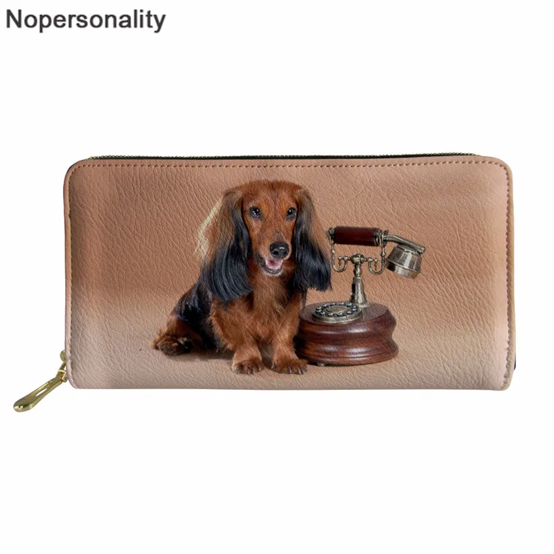 

Nopersonality Fashion Women Casual Long Wallet 3D Cute Dachshund Dog Credit Card Holder Wallet Ladies Portable Purse Coin Bags
