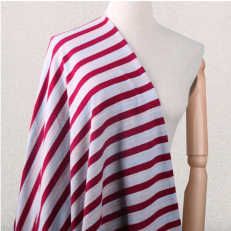 Хлопковая окрашенная полосатая ткань классическая трикотажная для летней