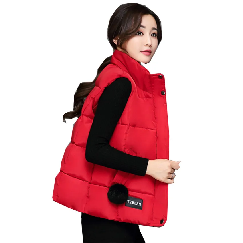 2018 осенне зимний жилет красный женский хлопковый пуховое пальто короткий низ