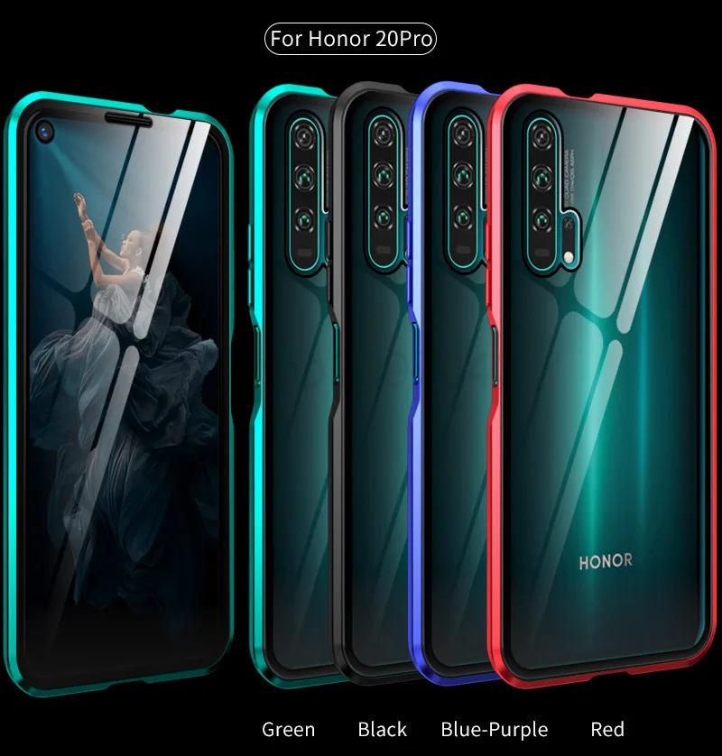 Роскошный 360 полный корпус Магнитный стеклянный чехол для huawei Honor 20 Pro Nova 5T прозрачный металлический бампер задняя крышка huawei Nova 5t чехол