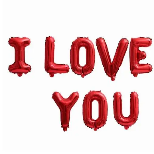 1 комплект I LOVE YOU воздушные шары с буквой цвета розового золота с сердечками воздушные шары юбилей Свадьба День святого Валентина День рождения украшения - Цвет: red