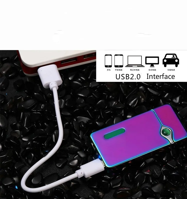 New metal windproof electric heating wire charging pulse USB lighter personality creative cigarette smoker men gift | Дом и сад